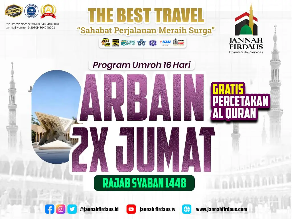 Arbain Umrah 1448 /Rajab Sya'ban - 09 Januari 2027