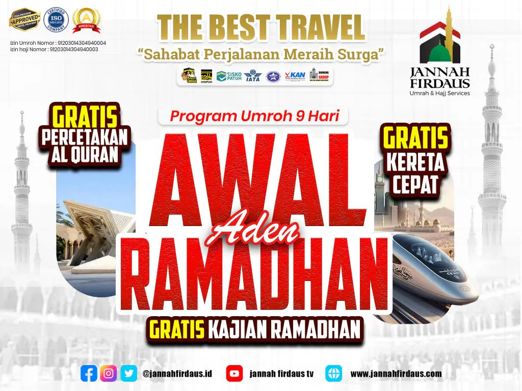 Awal Ramadhan Aden 1448h - 08 Februari 2027