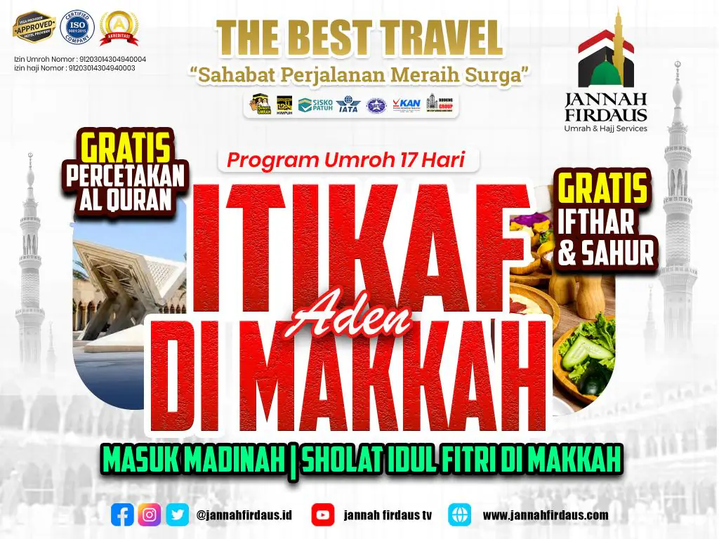 Itikaf Ramadhan Aden 1448 (Masuk Madinah - Itikaf Makkah) - 24 Februari 2027