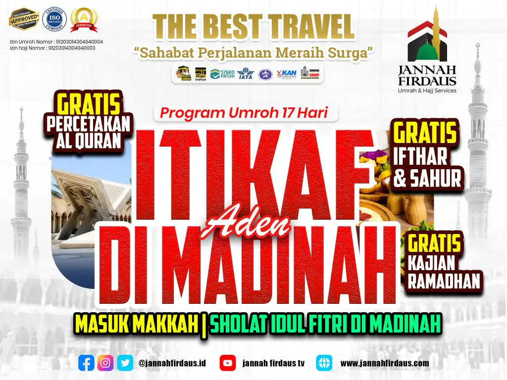 Itikaf Ramadhan Aden 1448 (Masuk Makkah - Itikaf Madinah) - 24 Februari 2027