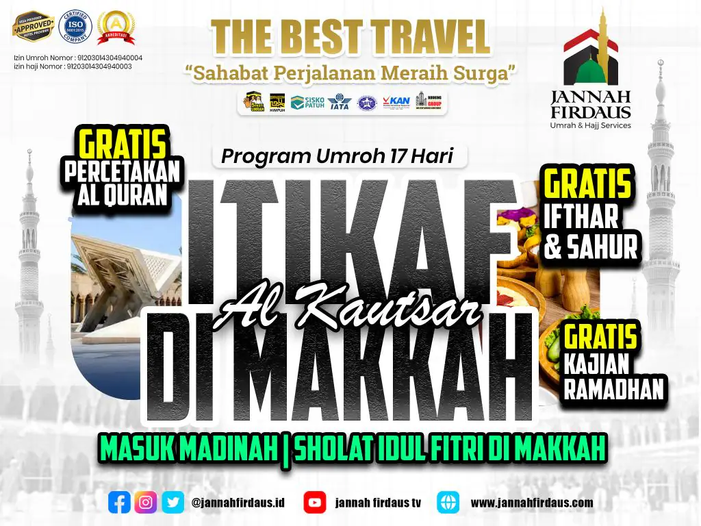 Itikaf Ramadhan Alkautsar 1448 (Masuk Madinah - Itikaf Makkah) - 24 Februari 2027