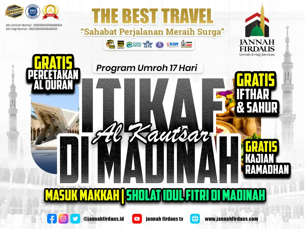 Itikaf Ramadhan Alkautsar 1448 (Masuk Makkah -Itikaf Madinah) - 23 Februari 2027
