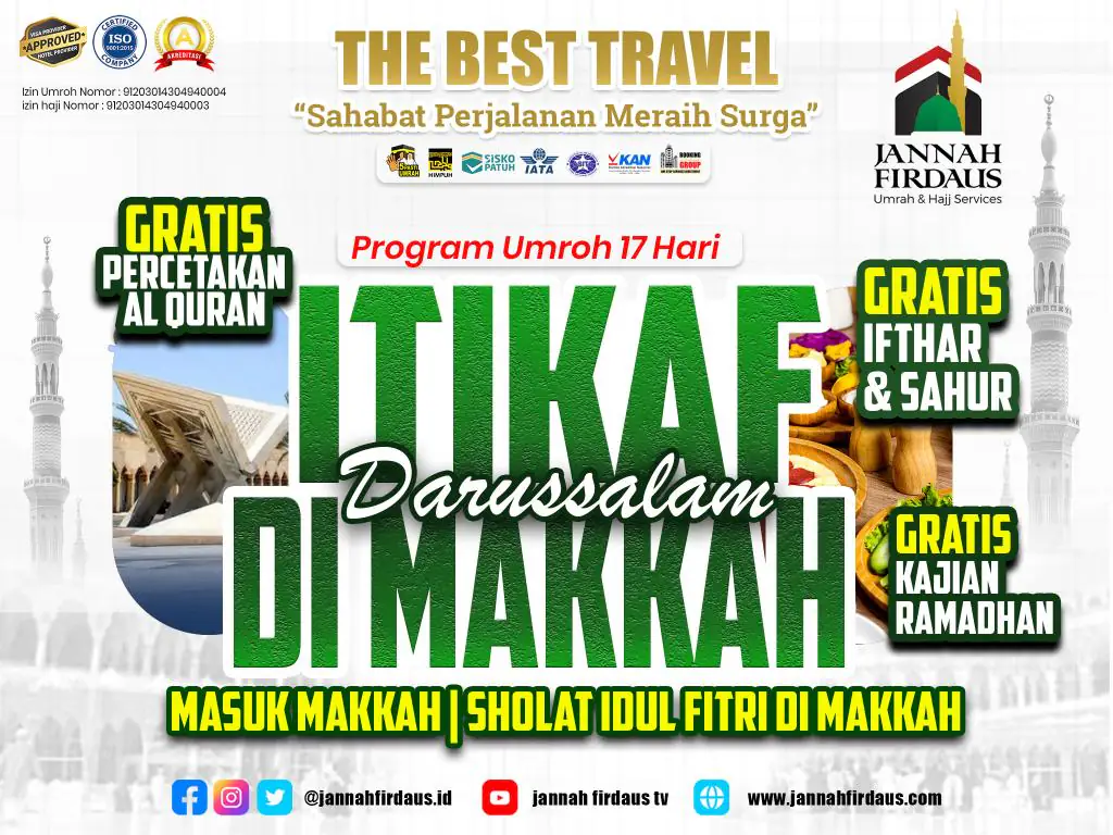 Itikaf Ramadhan Darussalam 1448 (Masuk Makkah - Itikaf Di Makkah) - 27 Februari 2027
