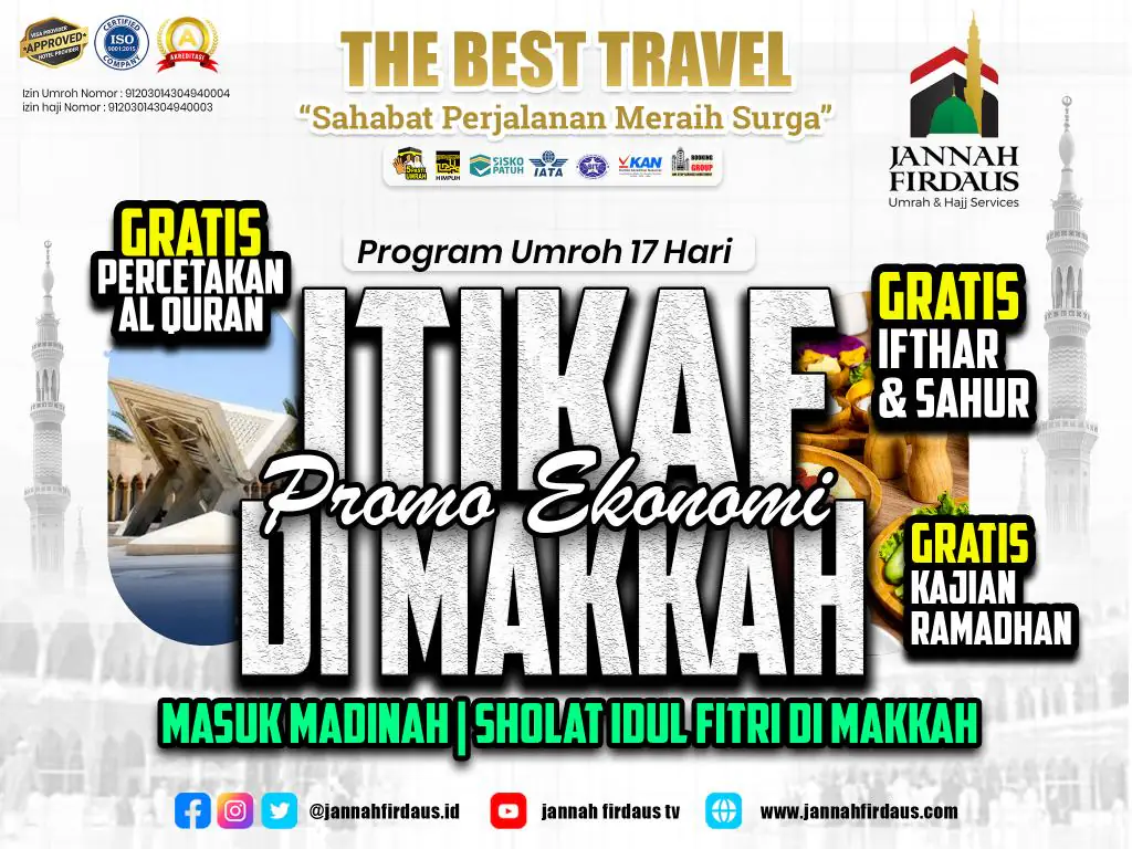 Itikaf Ramadhan Ekonomi (Masuk Madinah Itikaf Makkah) - 24 Februari 2027