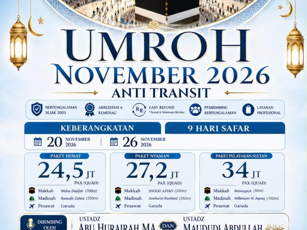 Paket Hemat - Umroh November 2026 9 Hari Anti Transit (20 November 2026) - 20 November 2026