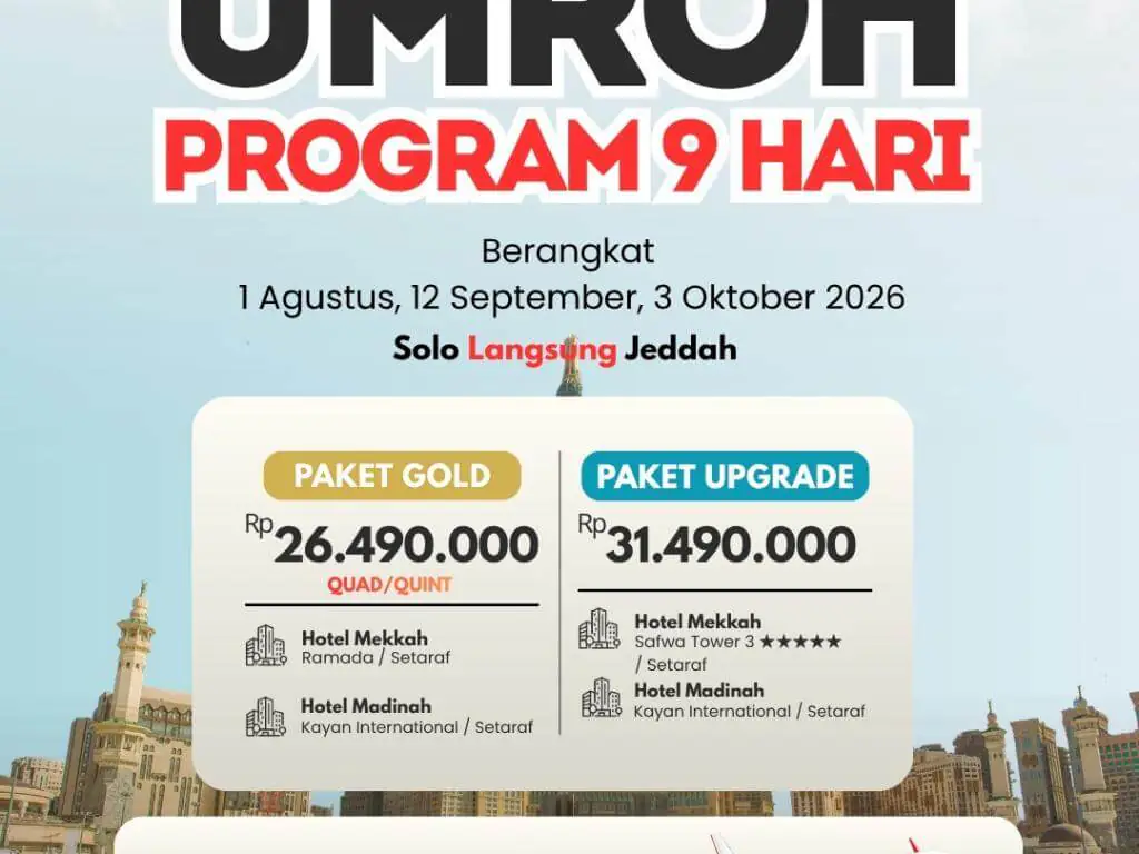 Paket Umroh 03 Oktober 2026 Lion 9d - 03 Oktober 2026