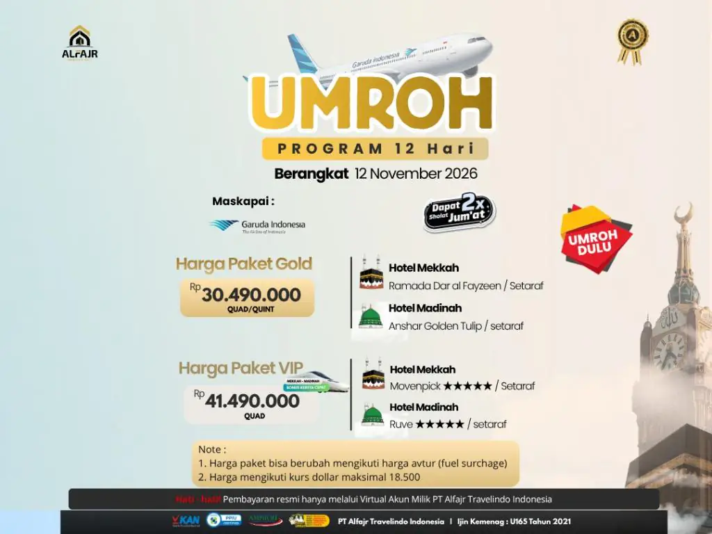 Paket Umroh 12 November 2026 Garuda 12h - 12 November 2026