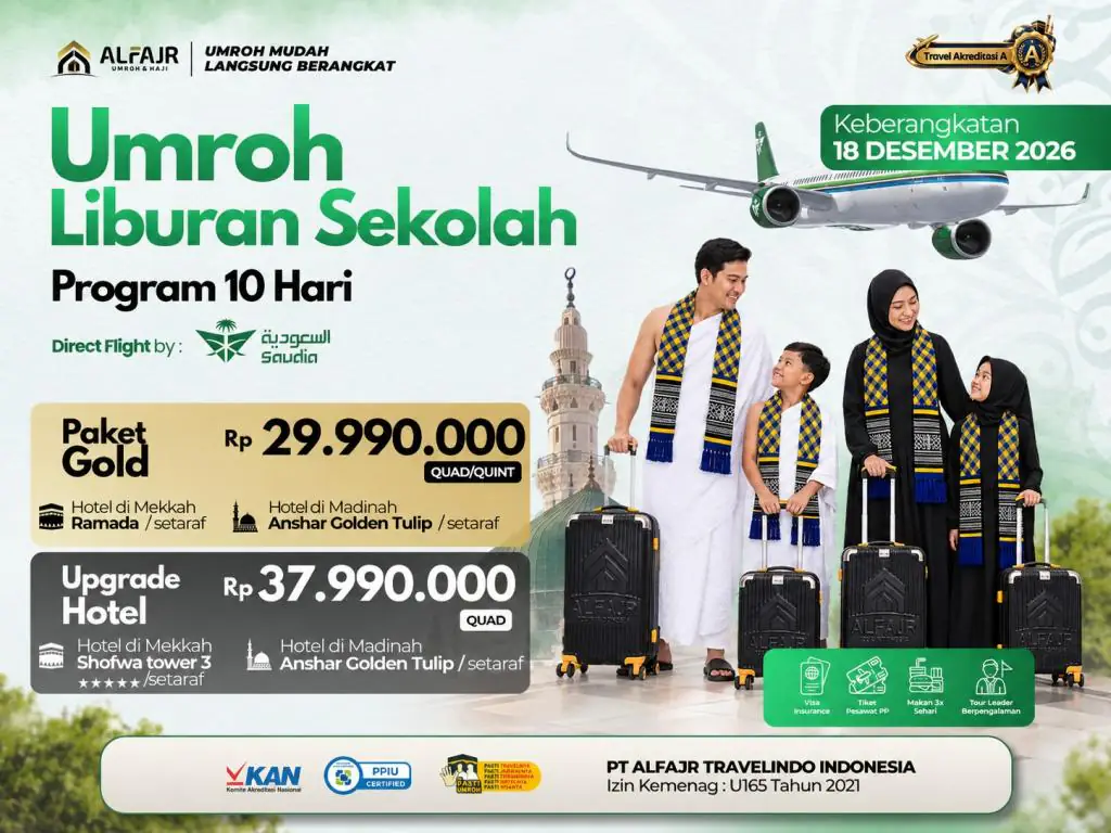 Paket Umroh 18 Desember 2026 Sv 10h Gold - 18 Desember 2026