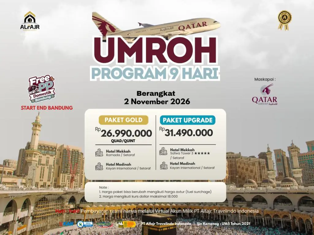 Paket Umroh 2 November 2026 9h By Qatar - 02 November 2026