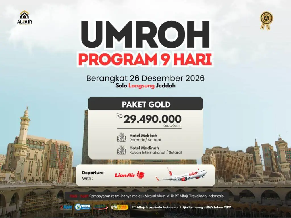 Paket Umroh 26 Desember 2026 Lion 9 Hari - 26 Desember 2026