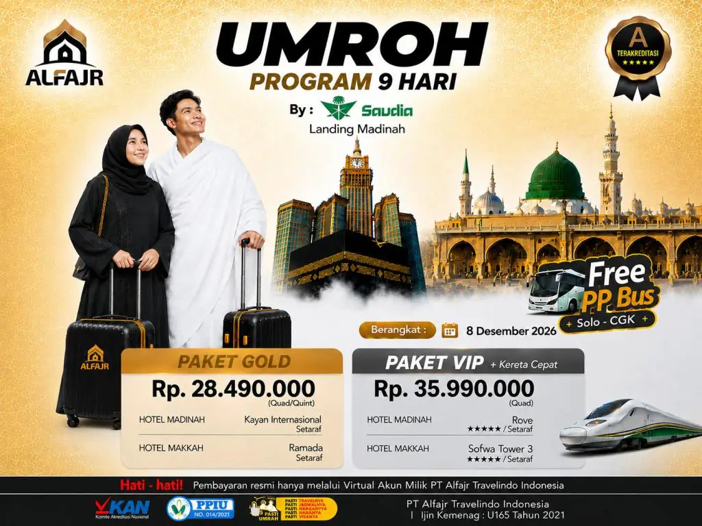 Paket Umroh 8 Desember 2026 By Saudia Airlines 9h - 08 Desember 2026