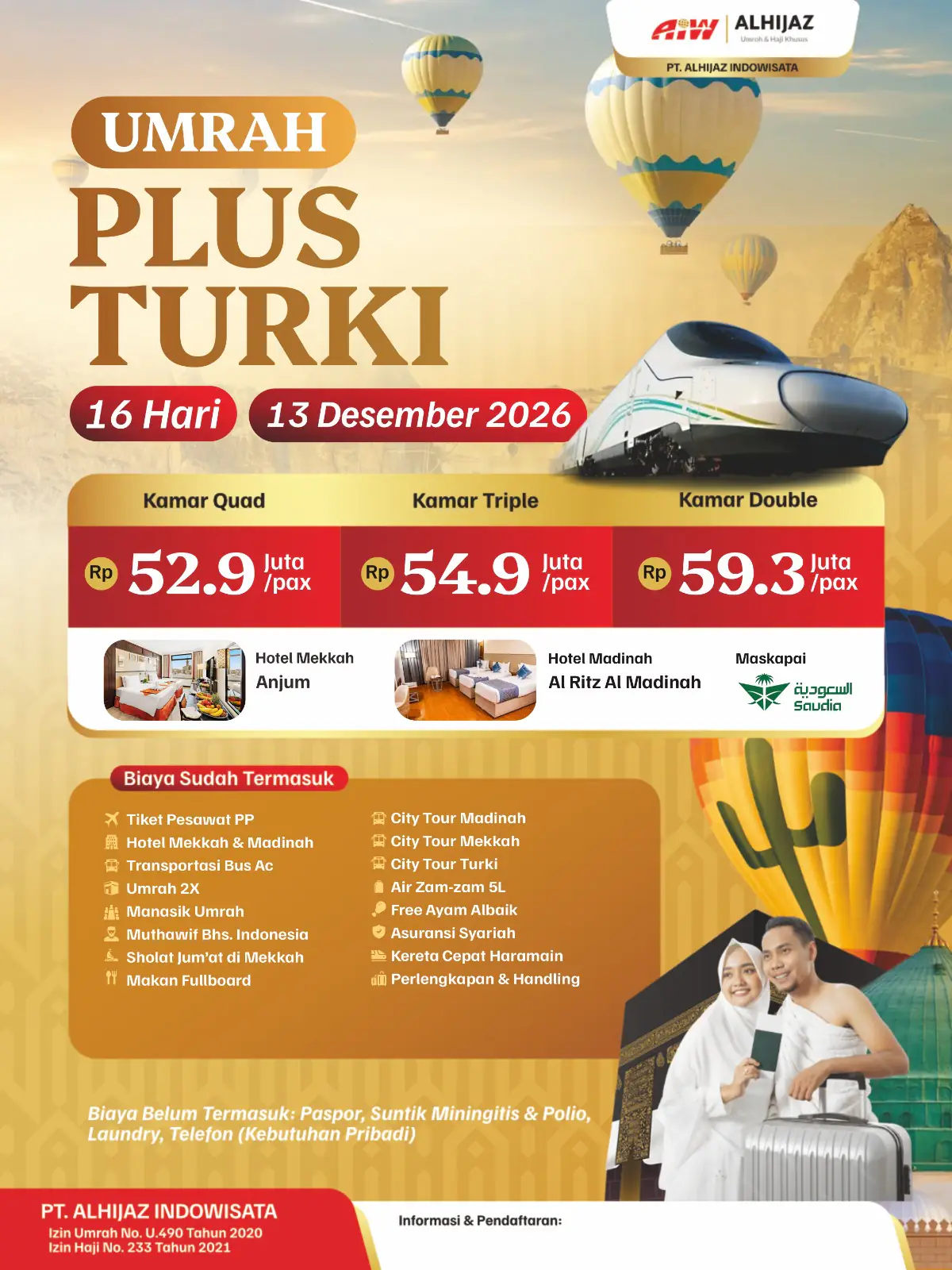 Plus Turkey 16hr ( Kereta Cepat)