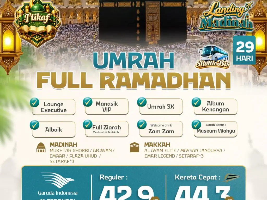 Umrah Full Ramadhan  29 H By Ga ( I' Tikaf + Shutel Bis )