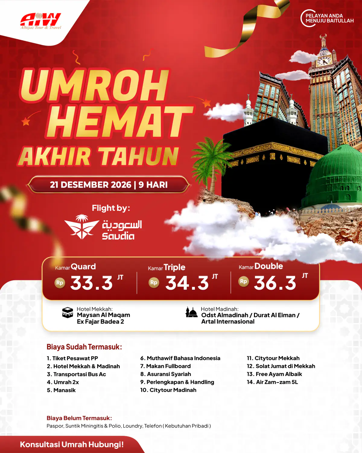 Umrah Hemat Akhir Tahun 9hr