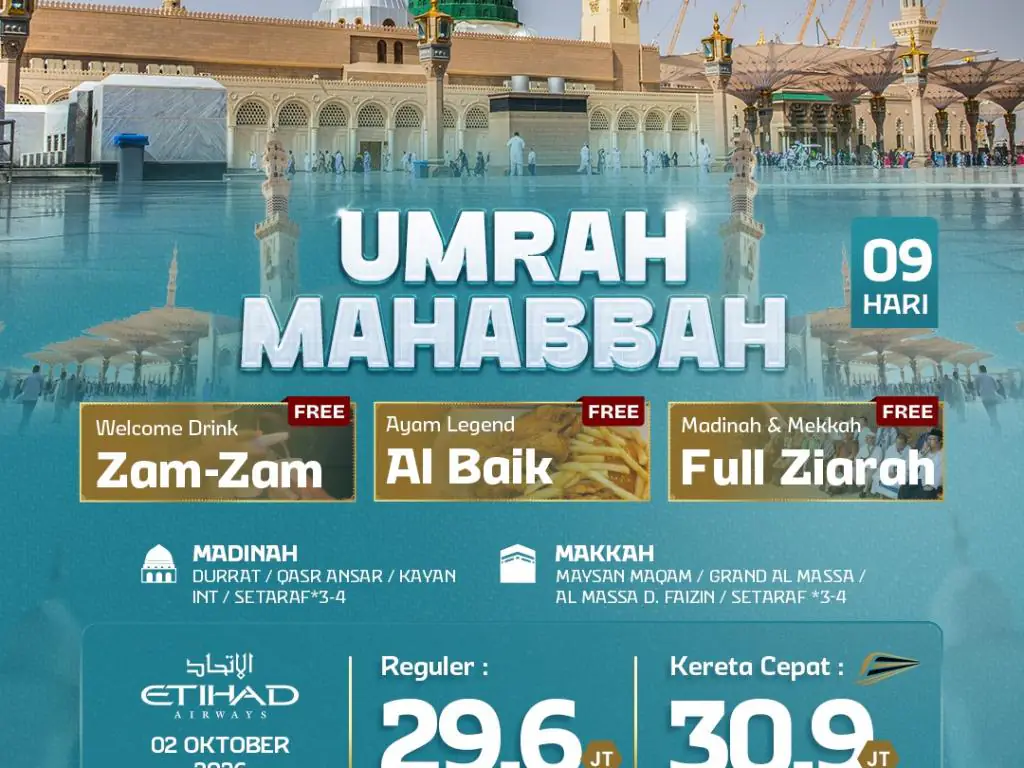 Umrah Mahabbah + Kereta Cepat 9 H By Ey
