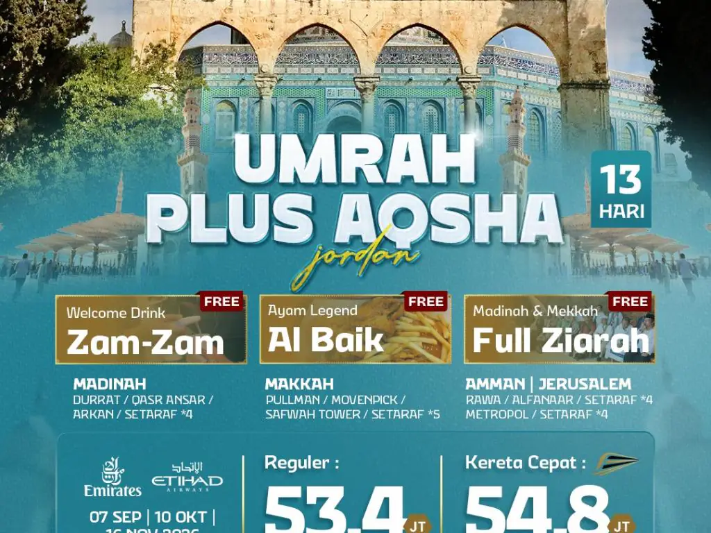 Umrah Plus Aqsha + Kereta Cepat 13 H By Hy
