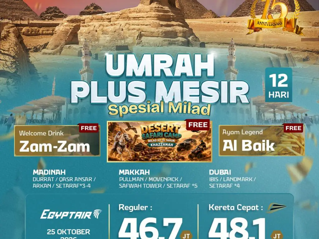 Umrah Plus Mesir + Kereta Cepat 12 H By Hy ( Spesial Milad Exe)