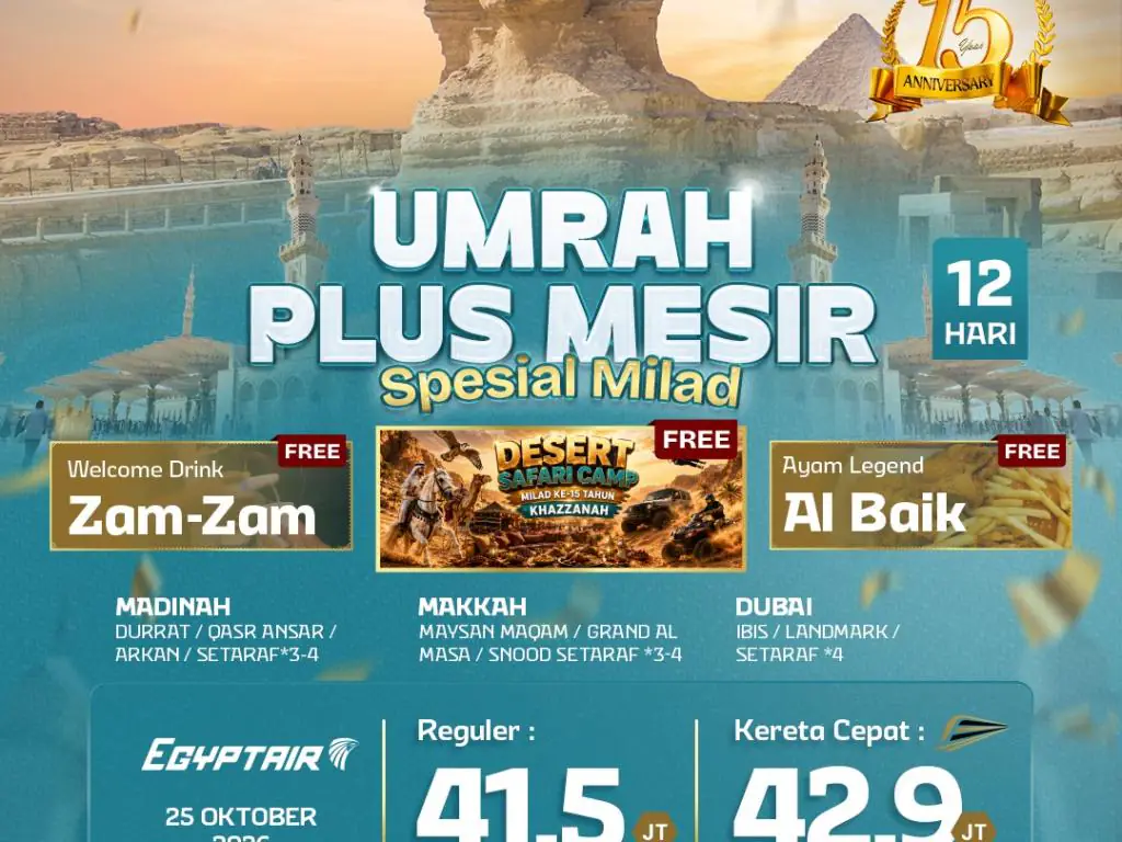 Umrah Plus Mesir + Kereta Cepat 12 H By Hy ( Spesial Milad Mhb)