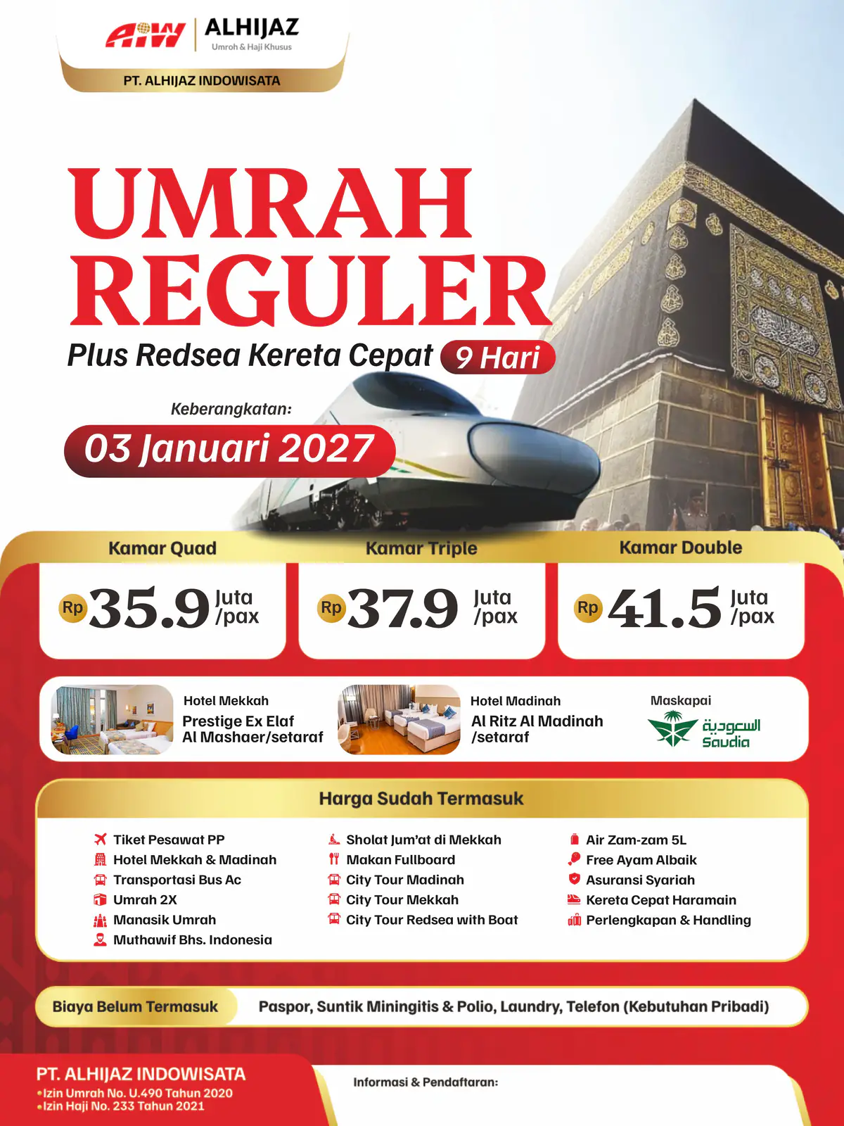 Umrah Plus Redsea 9hr ( Kereta Cepat)