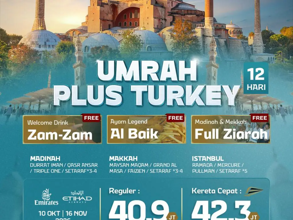 Umrah Plus Turkey + Kereta Cepat 12 H By Ek / Eyy