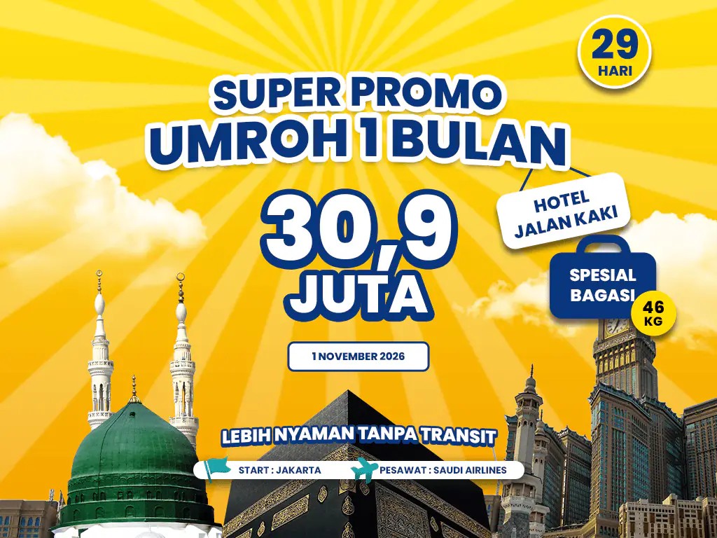Umroh 1 Bulan Start Jakarta By Saudia Airlines (01 November 2026)