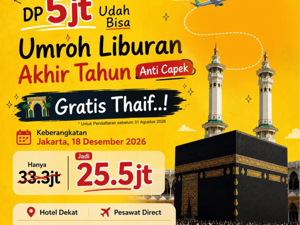 Umroh Liburan Akhir Tahun 9 Hari (18 Desember 2026) - 18 Desember 2026