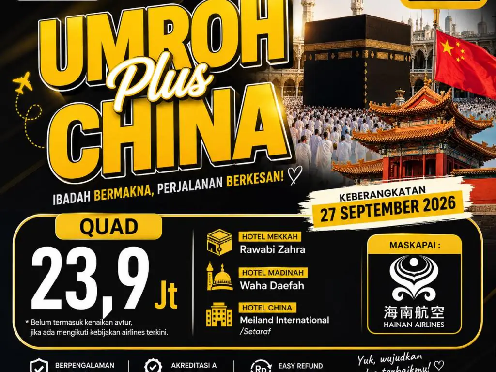 Umroh Liburan Plus China (27 September 2026) - 27 September 2026