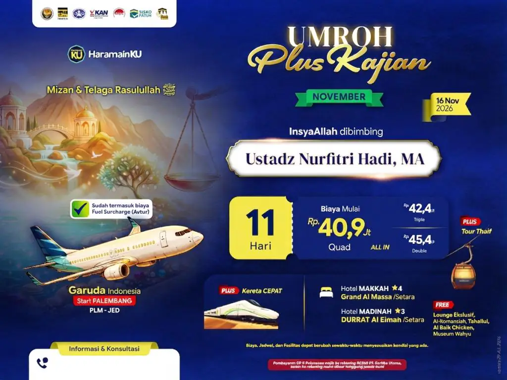 Umroh Plus Kajian "Mizan & Telaga Rasulullah" - 16 November 2026 - Start Plm