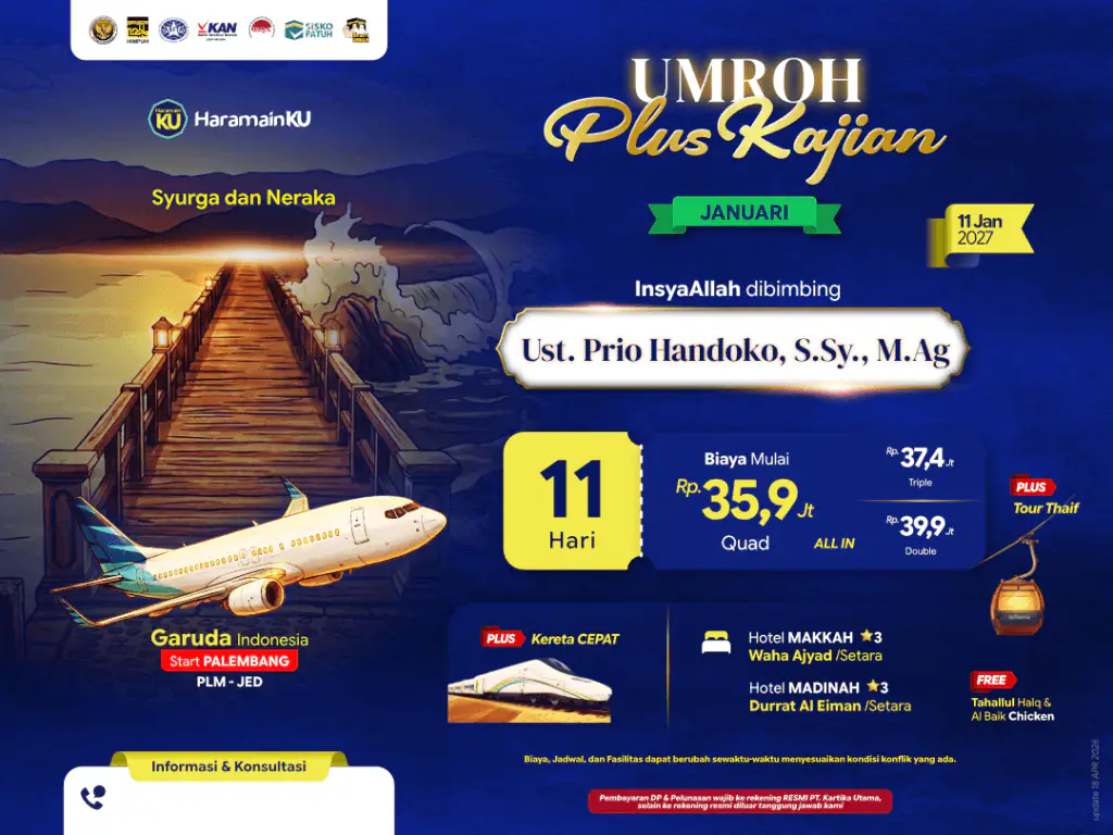 Umroh Plus Kajian "Syurga Dan Neraka" - 11 Januari 2027 - Start Plm
