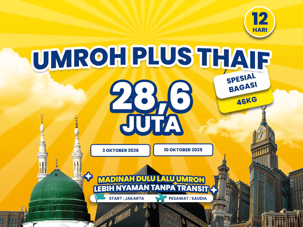 Umroh Plus Thaif 12 Hari Start Jakarta By Saudia Airlines (03 Oktober 2026)