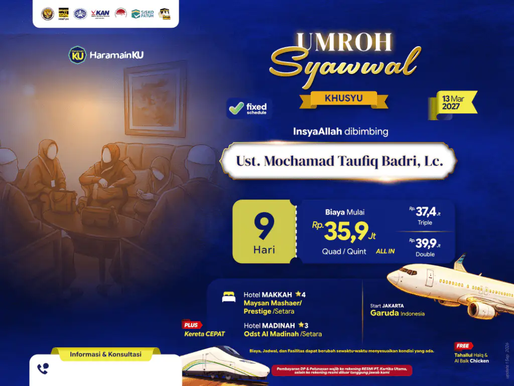 Umroh Syawal Khusyu - 13 Maret 2027 (9d)