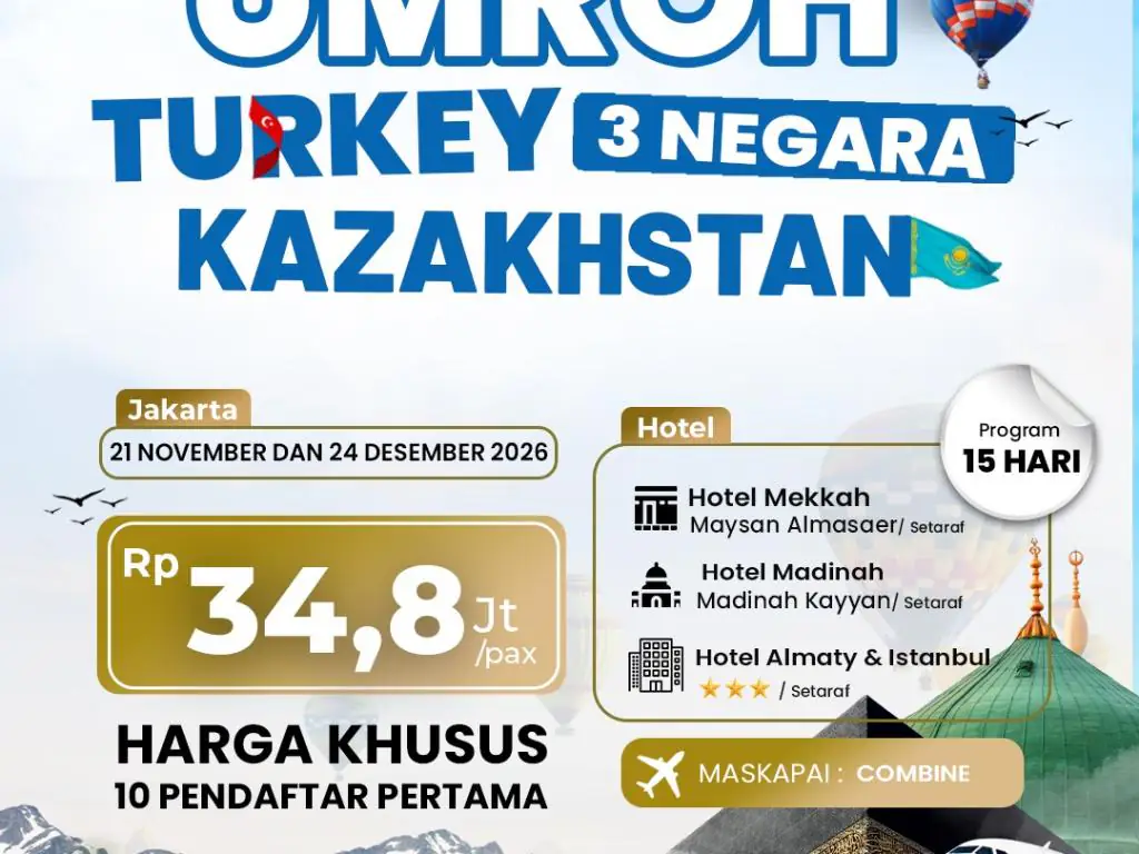 Umroh Turkey Kazakhstan (3 Negara) 21 November 2026 - 21 November 2026