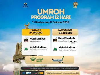 Paket Umroh 09 Oktober 2026 Saudia Airlines 9d Upgrade - 03 Oktober 2026