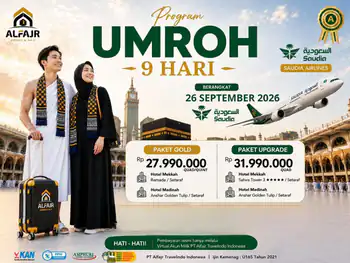 Paket Umroh 26 September 2026 Saudia Airlines 09 Hari - 26 September 2026