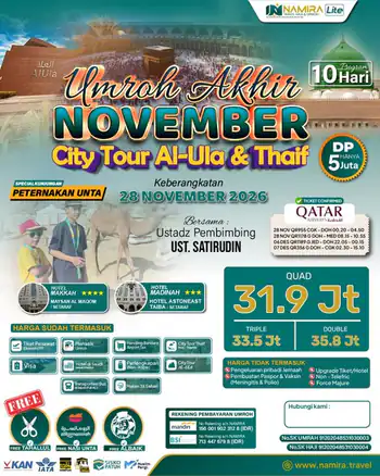 Paket Umroh 28 November 2026 Plus City Tour Al Ula & Thaif