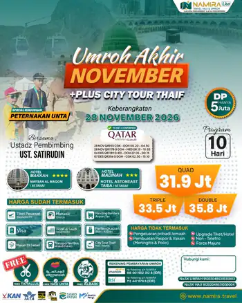 Paket Umroh 28 November 2026 Plus City Tour Thaif