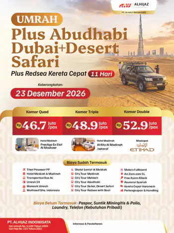 Plus Abudhabi+dubai+desert Safari+redsea 11hr ( Kereta Cepat)