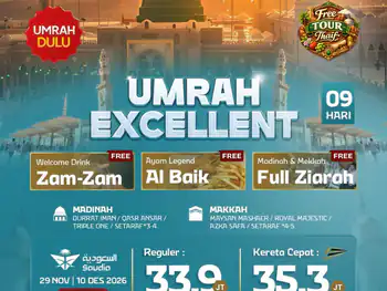Umrah Excellent + Kereta Cepat  9 H By Sv Free Thaif ( Umrah Dulu )
