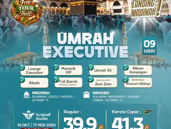 Umrah Executive + Kereta Cepat 9 H By Sv Free Thaif (Landing Madinah )