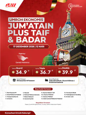 Umrah Hemat Jum'atain Plus Taif + Badar 12hr