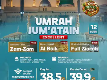 Umrah Jum'atain + Kereta Cepat 12 H By Sv Free Thaif  (Exc)