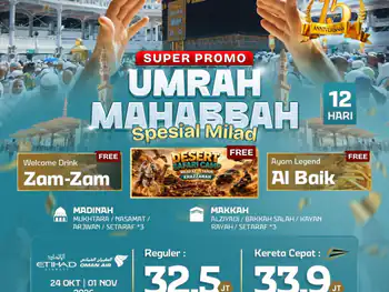 Umrah Mahabbah + Kereta Cepat Super Promo 12 H By Ey / Wy (Spesial Milad)