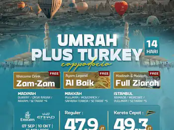 Umrah Plus Turkey Cappadocia + Kereta Cepat 14 H By Ek / Ey