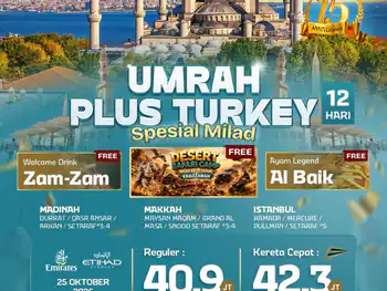 Umrah Plus Turkey + Kereta Cepat 12 H By Hy ( Spesial Milad Mhb )