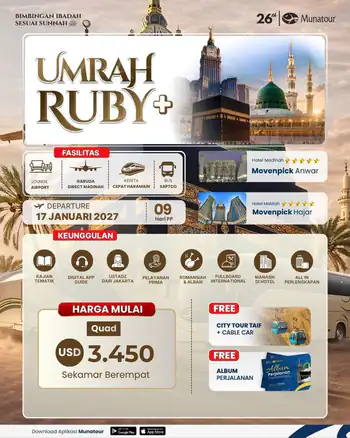 Umrah Ruby Plus Garuda Landing Madinah 17 Januari 2027