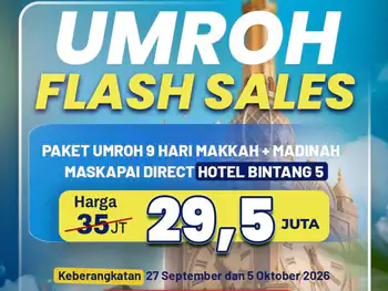 Umroh Bintang 5 Hotel Dekat Pelataran 9 Hari ( Jakarta ) 27 September 2026 - 27 September 2026
