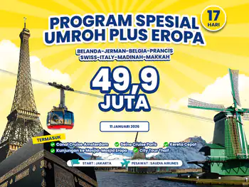 Umroh Plus Eropa 17 Hari Start Jakarta Edisi Main Salju (11 Januari 2027)