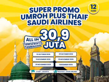 Umroh Plus Thaif 12 Hari Start Jakarta (Madinah Dahulu Lalu Ke Mekkah) (01 Desember 2026)