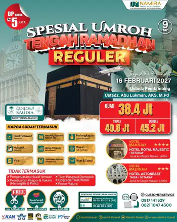 Umroh Reguler Tengah Ramadhan 16 Februari 2027